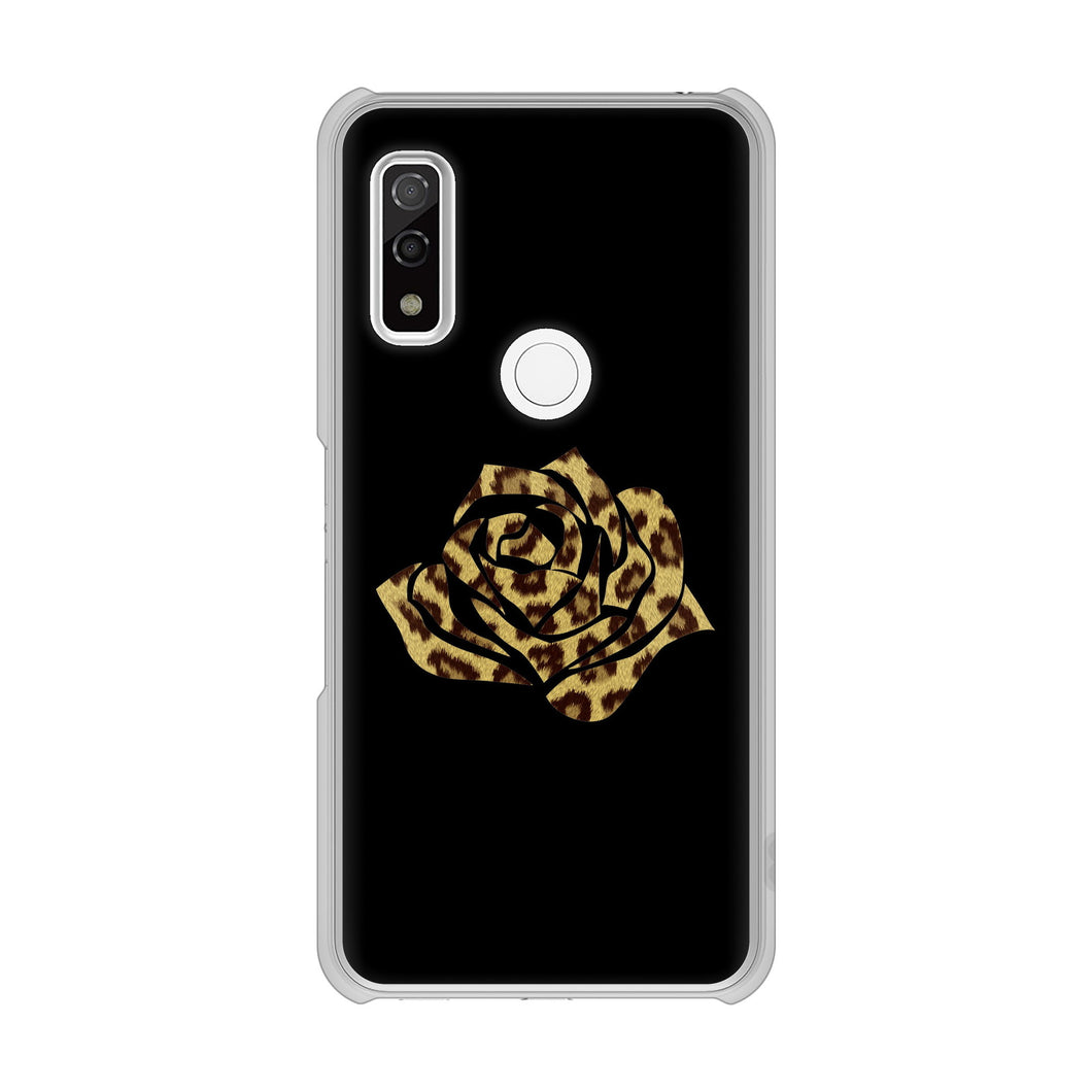 arrows We F-51B docomo 高画質仕上げ 背面印刷 ハードケース 【1184 ヒョウのバラ（茶）】