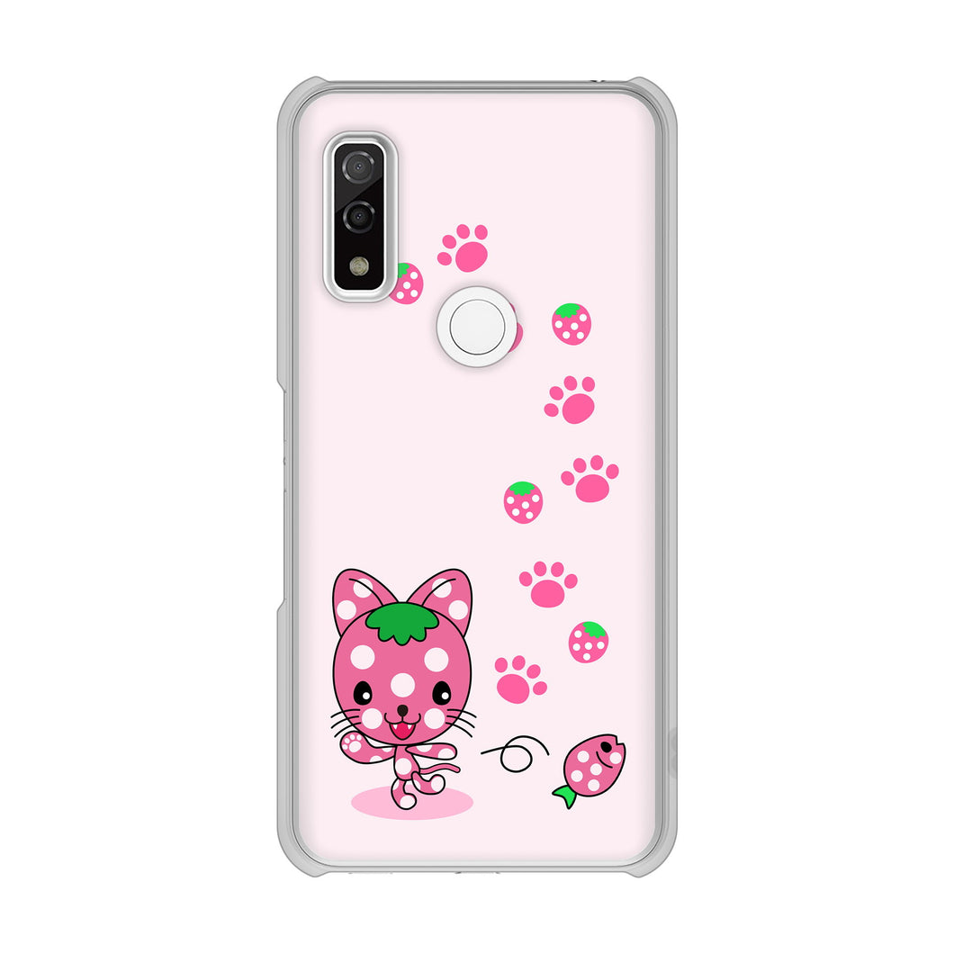 arrows We F-51B docomo 高画質仕上げ 背面印刷 ハードケース むかいあぐる イチゴ猫のにゃんベリー