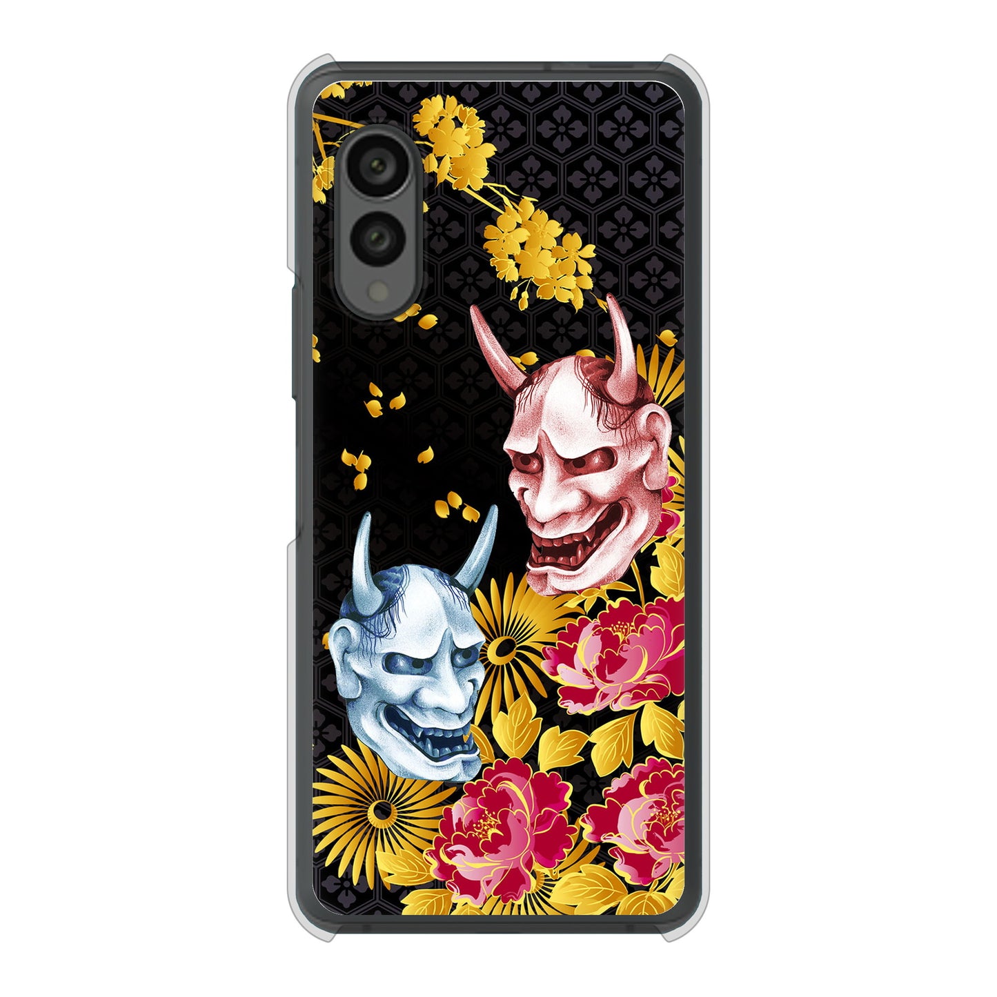 arrows N F-51C docomo 高画質仕上げ 背面印刷 ハードケース 【1024 般若と牡丹2】