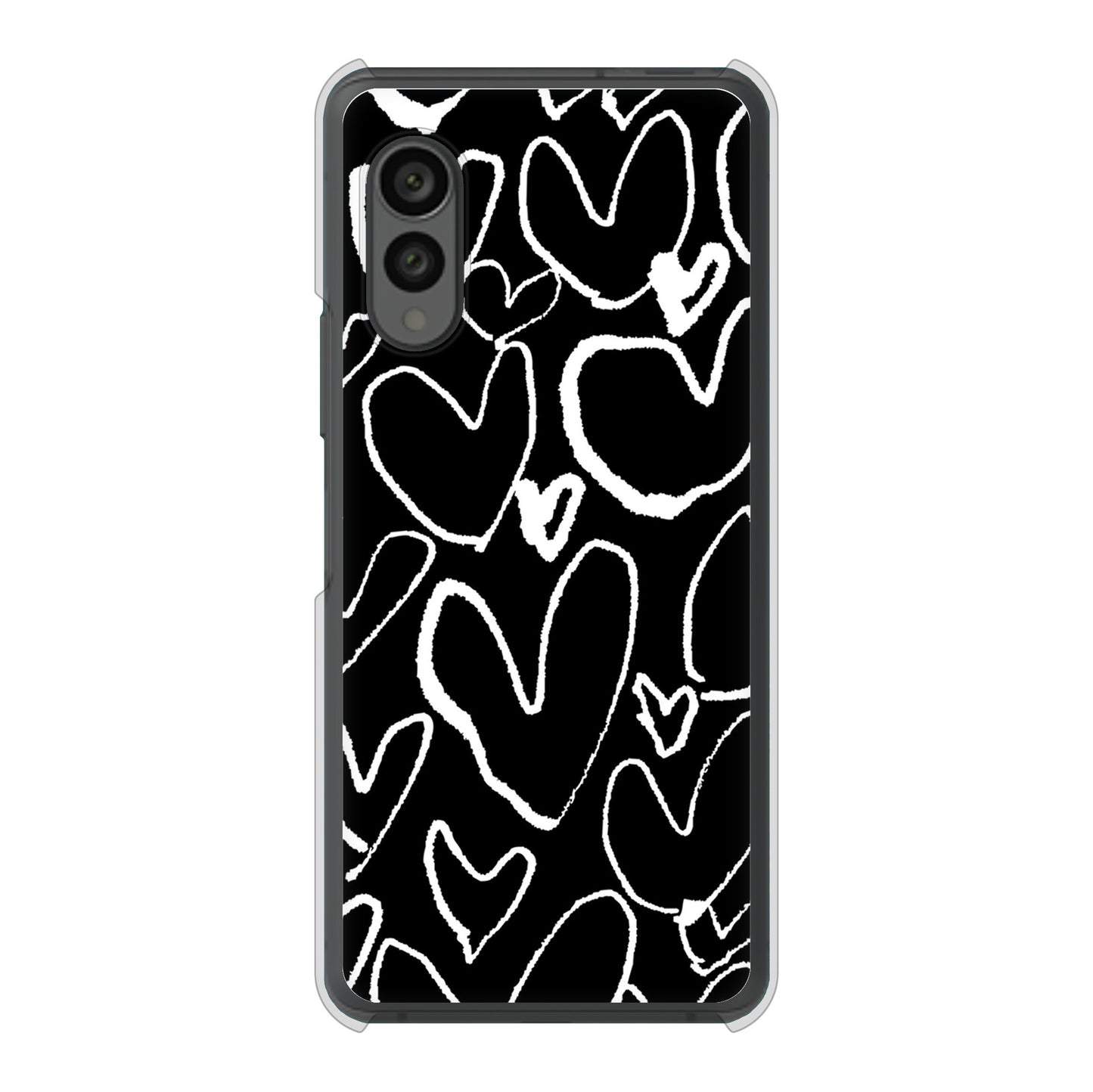 arrows N F-51C docomo 高画質仕上げ 背面印刷 ハードケース 【1124 ハート BK＆WH】