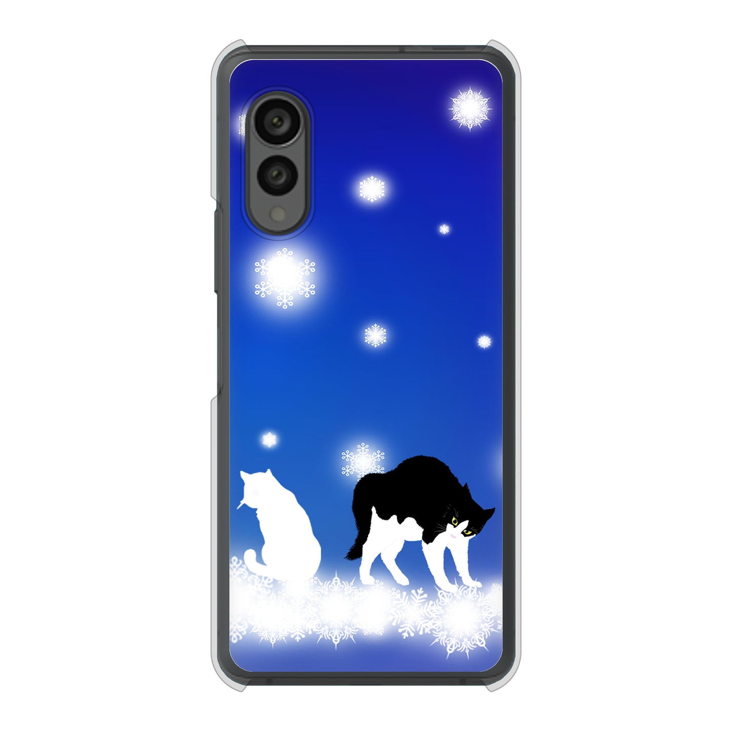 arrows N F-51C docomo 高画質仕上げ 背面印刷 ハードケース 【YJ335 雪の結晶 はちわれ】