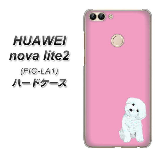 HUAWEI（ファーウェイ）nova lite 2 FIG-LA1 高画質仕上げ 背面印刷 ハードケース【YJ069 トイプードルホワイト（ピンク）】