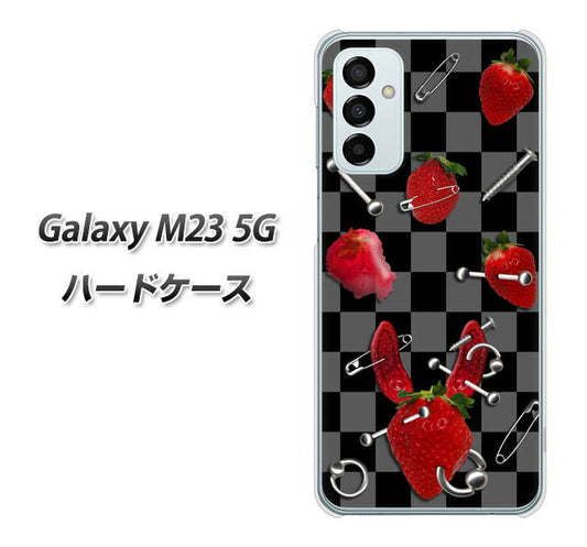 Galaxy M23 5G 高画質仕上げ 背面印刷 ハードケース【AG833 苺パンク（黒）】