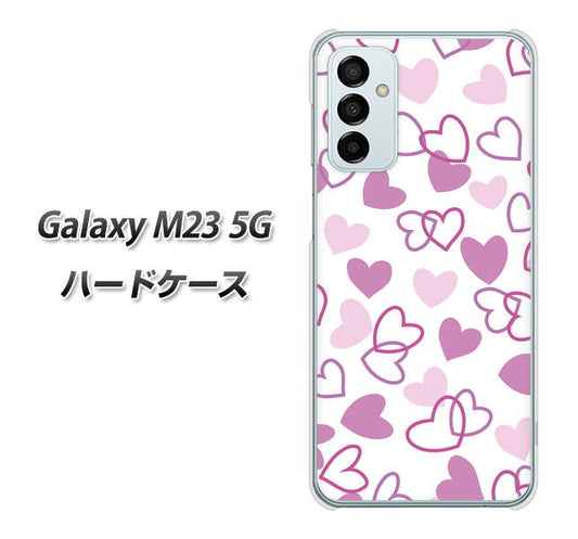 Galaxy M23 5G 高画質仕上げ 背面印刷 ハードケース【VA928 ハートがいっぱい パープル】