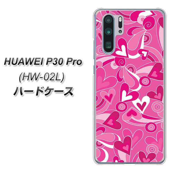docomo HUAWEI（ファーウェイ） P30 Pro HW-02L 高画質仕上げ 背面印刷 ハードケース【383 ピンクのハート】