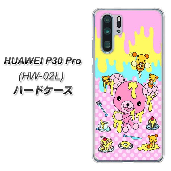 docomo HUAWEI（ファーウェイ） P30 Pro HW-02L 高画質仕上げ 背面印刷 ハードケース【AG822 ハニベア（水玉ピンク）】