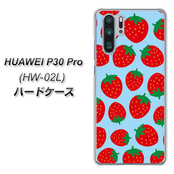 docomo HUAWEI（ファーウェイ） P30 Pro HW-02L 高画質仕上げ 背面印刷 ハードケース【SC814 小さいイチゴ模様 レッドとブルー】
