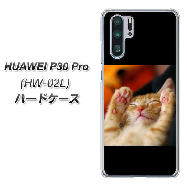 docomo HUAWEI（ファーウェイ） P30 Pro HW-02L 高画質仕上げ 背面印刷 ハードケース【VA804 爆睡するネコ】