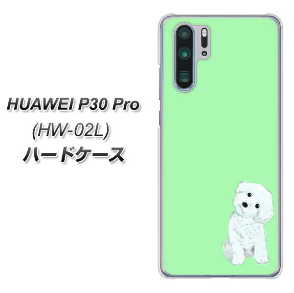 docomo HUAWEI（ファーウェイ） P30 Pro HW-02L 高画質仕上げ 背面印刷 ハードケース【YJ071 トイプードルホワイト（グリーン）】
