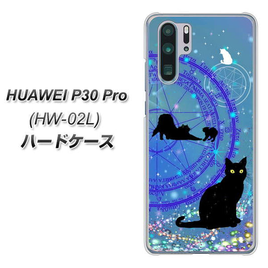 docomo HUAWEI（ファーウェイ） P30 Pro HW-02L 高画質仕上げ 背面印刷 ハードケース【YJ327 魔法陣猫 キラキラ　かわいい】