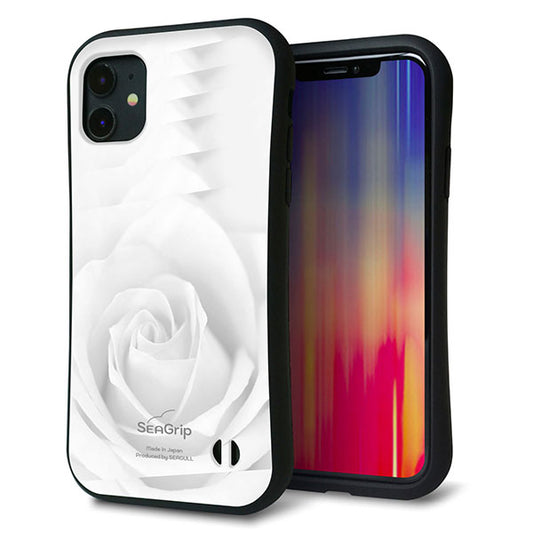 iPhone11 スマホケース 「SEA Grip」 グリップケース Sライン 【402 ホワイトRose】 UV印刷