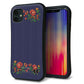 iPhone11 スマホケース 「SEA Grip」 グリップケース Sライン 【KM943 花刺繍風 レッドフラワー ネイビー 】 UV印刷