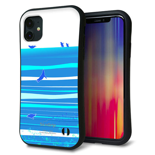 iPhone11 スマホケース 「SEA Grip」 グリップケース Sライン 【YB920 ペンギン01】 UV印刷