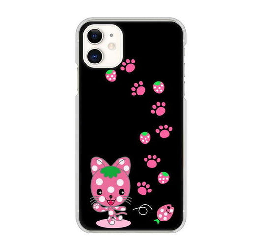 iPhone 11 高画質仕上げ 背面印刷 ハードケース むかいあぐる イチゴ猫のにゃんベリー