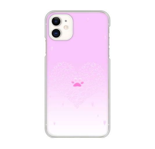 iPhone 11 高画質仕上げ 背面印刷 ハードケース ハートと肉球