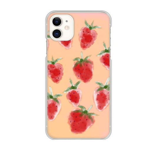 iPhone 11 高画質仕上げ 背面印刷 ハードケース イチゴ 水彩