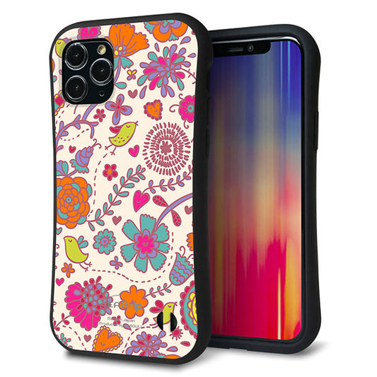 iPhone11 Pro スマホケース 「SEA Grip」 グリップケース Sライン 【323 小鳥と花】 UV印刷