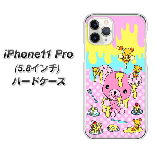 iPhone11 Pro (5.8インチ) 高画質仕上げ 背面印刷 ハードケース【AG822 ハニベア（水玉ピンク）】