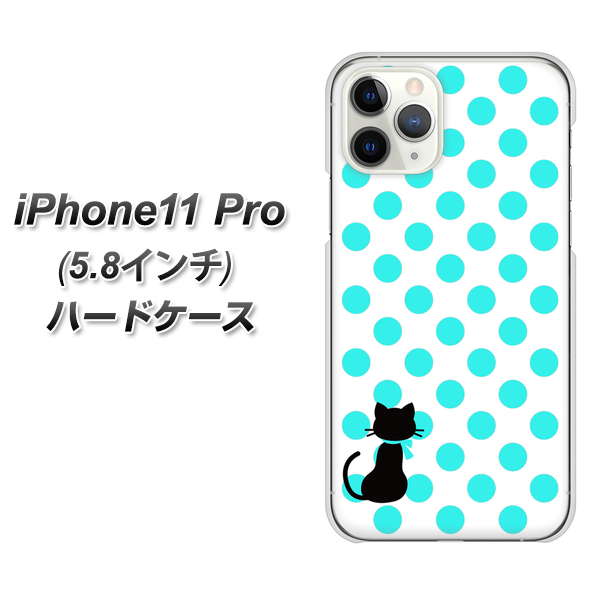 iPhone11 Pro (5.8インチ) 高画質仕上げ 背面印刷 ハードケース【EK809 ネコとシンプル ライトブルー】
