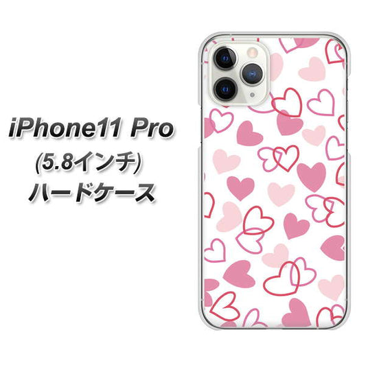 iPhone11 Pro (5.8インチ) 高画質仕上げ 背面印刷 ハードケース【VA929 ハートがいっぱい ピンク】