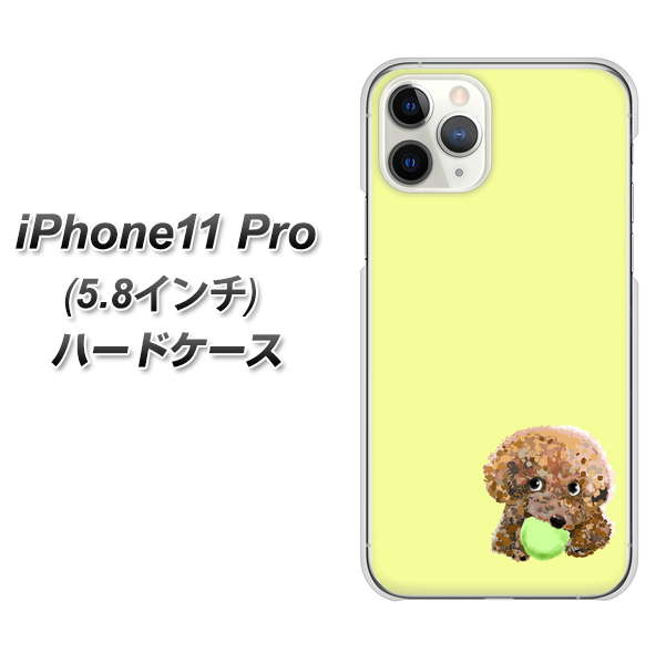 iPhone11 Pro (5.8インチ) 高画質仕上げ 背面印刷 ハードケース【YJ056 トイプードル＆ボール（イエロー）】