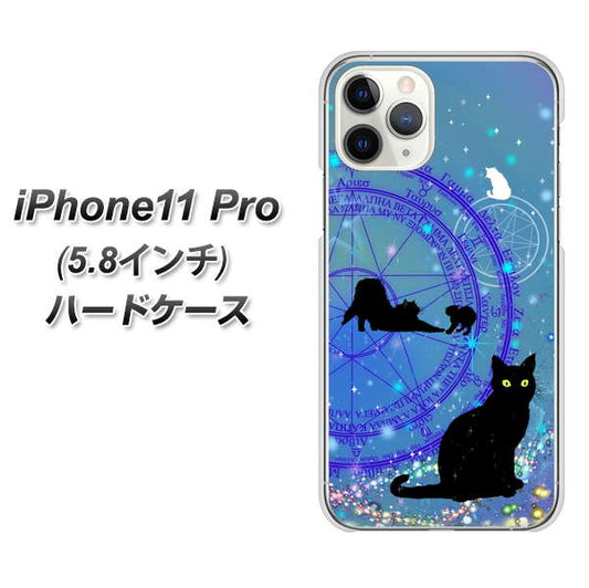 iPhone11 Pro (5.8インチ) 高画質仕上げ 背面印刷 ハードケース【YJ327 魔法陣猫 キラキラ　かわいい】