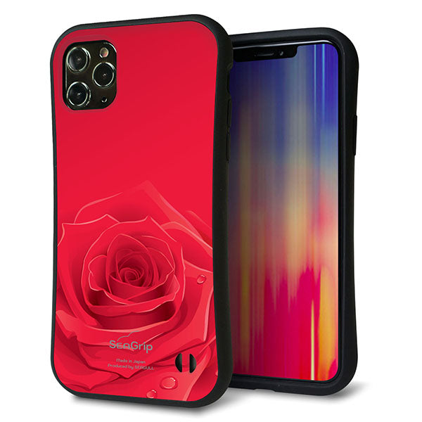 iPhone11 Pro Max スマホケース 「SEA Grip」 グリップケース Sライン 【395 赤いバラ】 UV印刷
