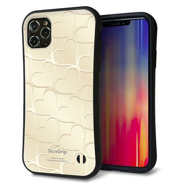 iPhone11 Pro Max スマホケース 「SEA Grip」 グリップケース Sライン 【630 かくれハート】 UV印刷