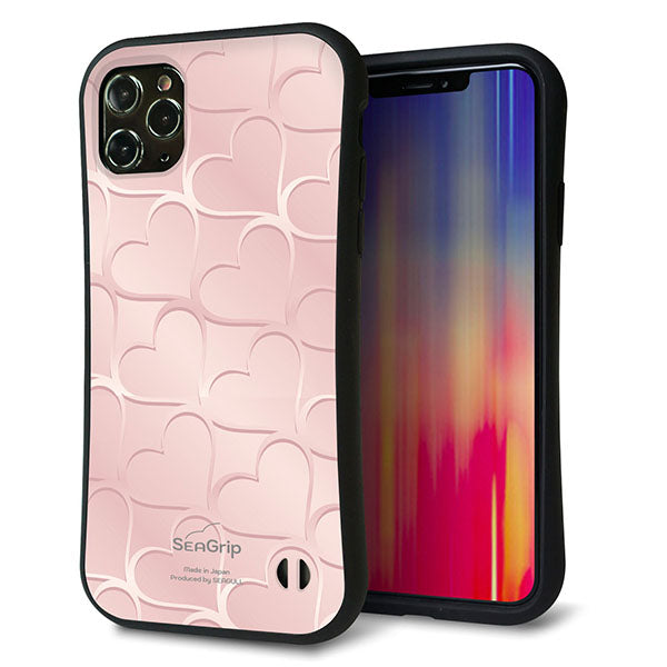 iPhone11 Pro Max スマホケース 「SEA Grip」 グリップケース Sライン 【1340 かくれハート ローズピンク】 UV印刷