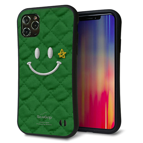 iPhone11 Pro Max スマホケース 「SEA Grip」 グリップケース Sライン 【KM936 スマイル スター グリーン 】 UV印刷