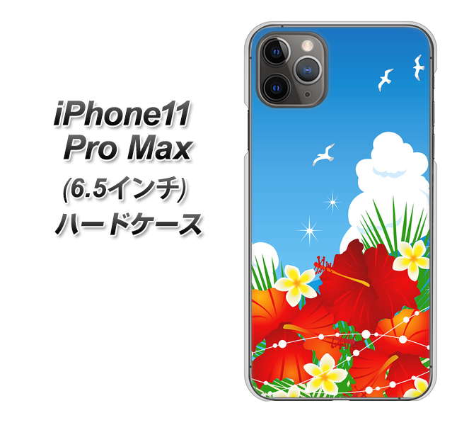 iPhone11 Pro Max　(6.5インチ) 高画質仕上げ 背面印刷 ハードケース【VA821 ハイビスカスと青空】