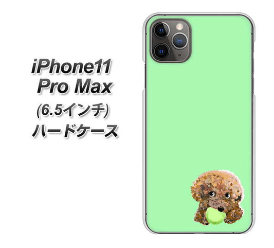 iPhone11 Pro Max　(6.5インチ) 高画質仕上げ 背面印刷 ハードケース【YJ055 トイプードル＆ボール（グリーン）】