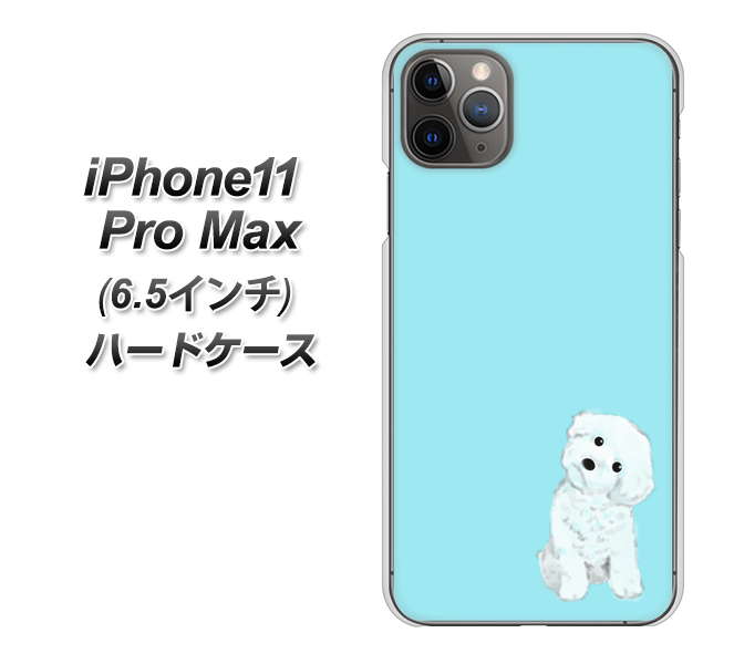 iPhone11 Pro Max　(6.5インチ) 高画質仕上げ 背面印刷 ハードケース【YJ070 トイプードルホワイト（ブルー）】