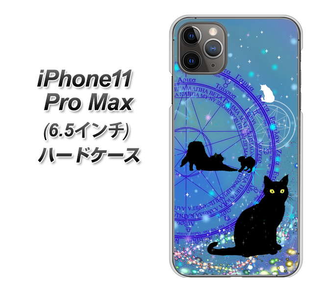 iPhone11 Pro Max　(6.5インチ) 高画質仕上げ 背面印刷 ハードケース【YJ327 魔法陣猫 キラキラ　かわいい】