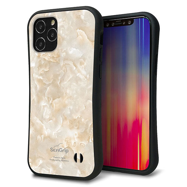iPhone12 スマホケース 「SEA Grip」 グリップケース Sライン 【KM872 大理石パール】 UV印刷