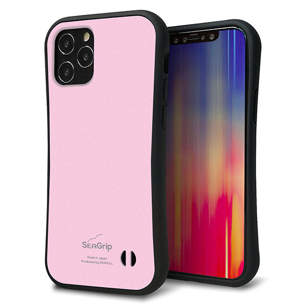 iPhone12 スマホケース 「SEA Grip」 グリップケース Sライン 【KM903 パステルカラー(パステルローズピンク)】 UV印刷