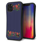 iPhone12 スマホケース 「SEA Grip」 グリップケース Sライン 【KM943 花刺繍風 レッドフラワー ネイビー 】 UV印刷