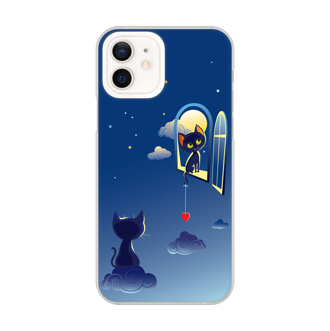 iPhone12 高画質仕上げ 背面印刷 ハードケース 夜とネコ