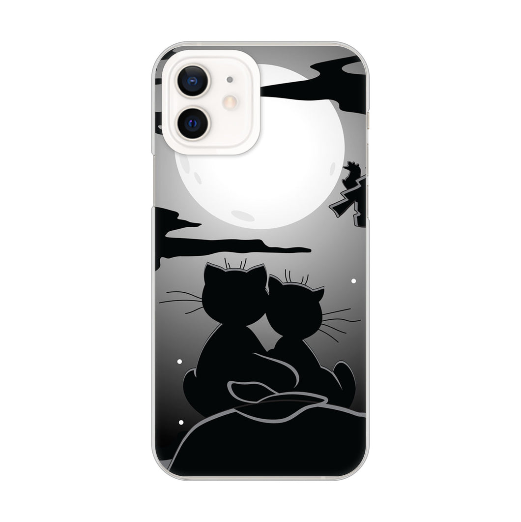 iPhone12 高画質仕上げ 背面印刷 ハードケース 夜とネコ