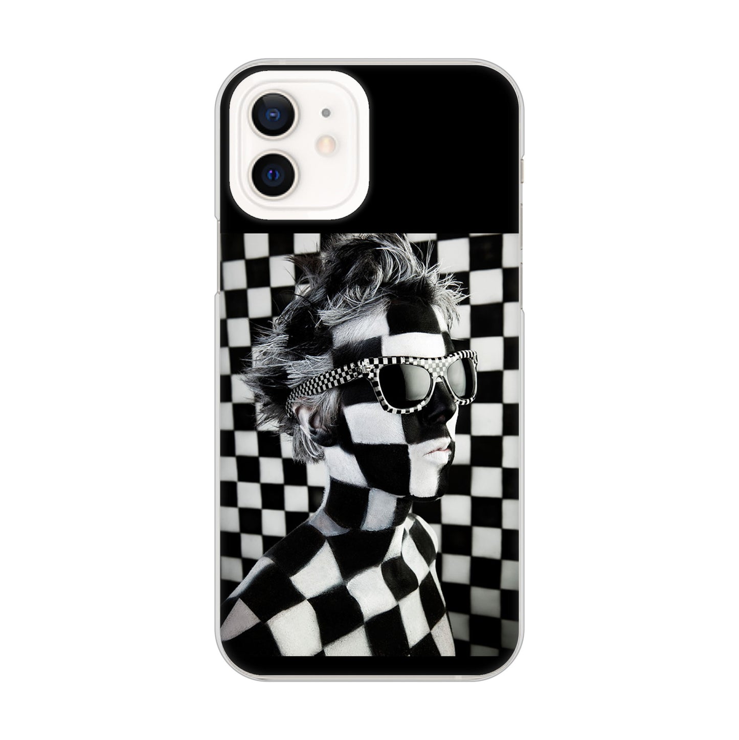 iPhone12 高画質仕上げ 背面印刷 ハードケース 【357 bk&wh】