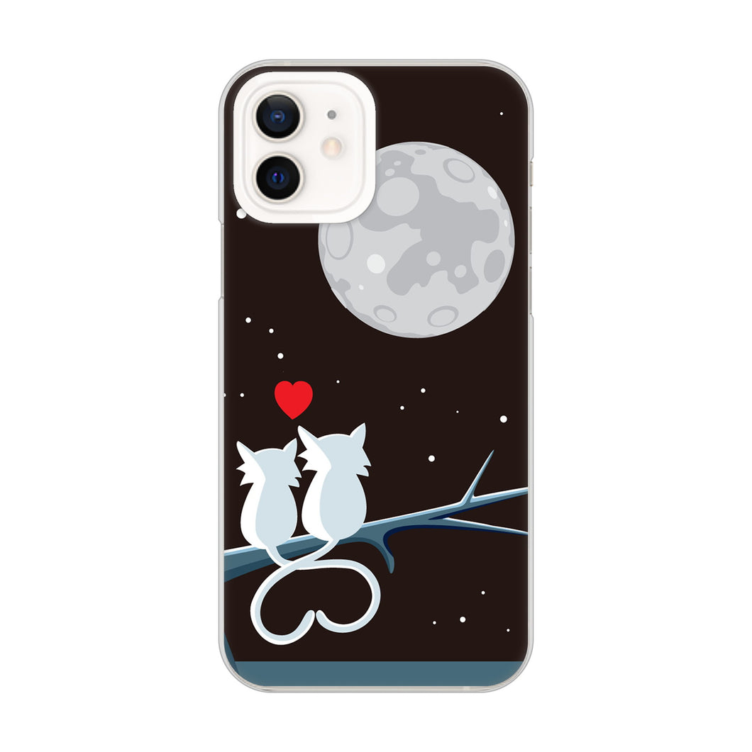 iPhone12 高画質仕上げ 背面印刷 ハードケース 夜とネコ