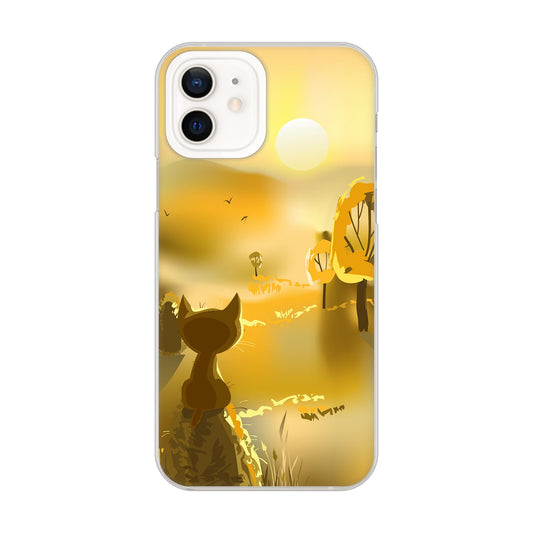 iPhone12 高画質仕上げ 背面印刷 ハードケース 【400 たそがれの猫】