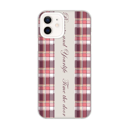 iPhone12 高画質仕上げ 背面印刷 ハードケース ピンクチェック