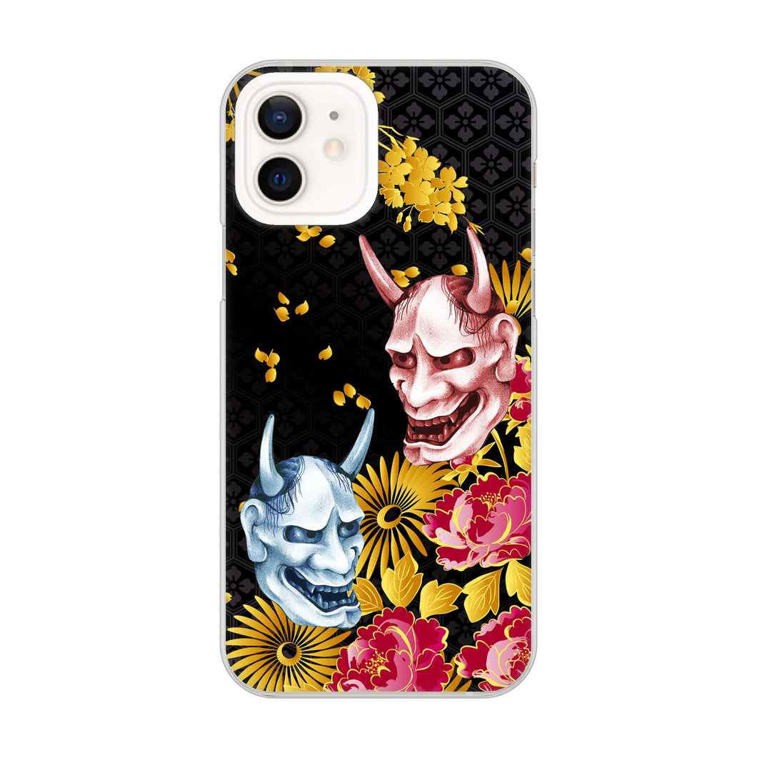 iPhone12 高画質仕上げ 背面印刷 ハードケース 【1024 般若と牡丹2】