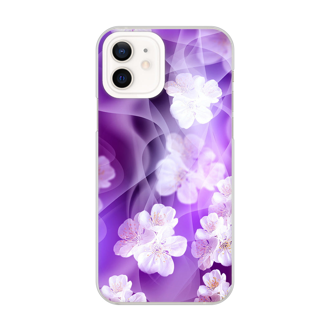 iPhone12 高画質仕上げ 背面印刷 ハードケース 【1211 桜とパープルの風】