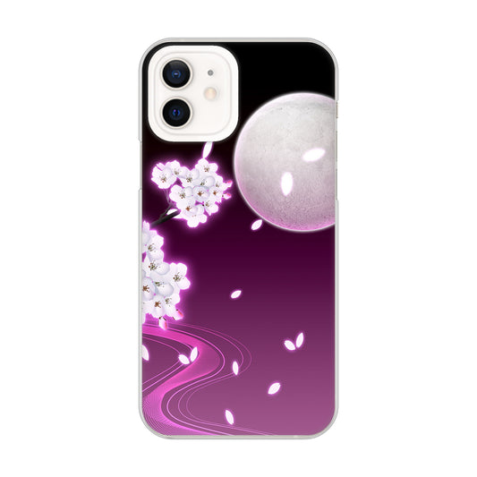 iPhone12 高画質仕上げ 背面印刷 ハードケース 【1223 紫に染まる月と桜】