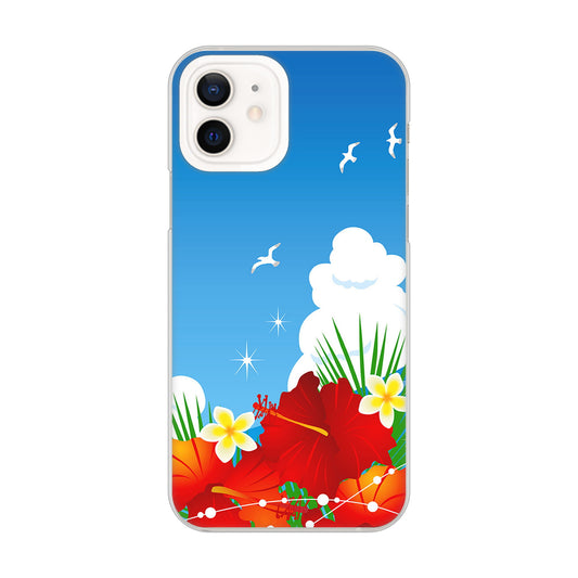 iPhone12 高画質仕上げ 背面印刷 ハードケース 【VA821 ハイビスカスと青空】
