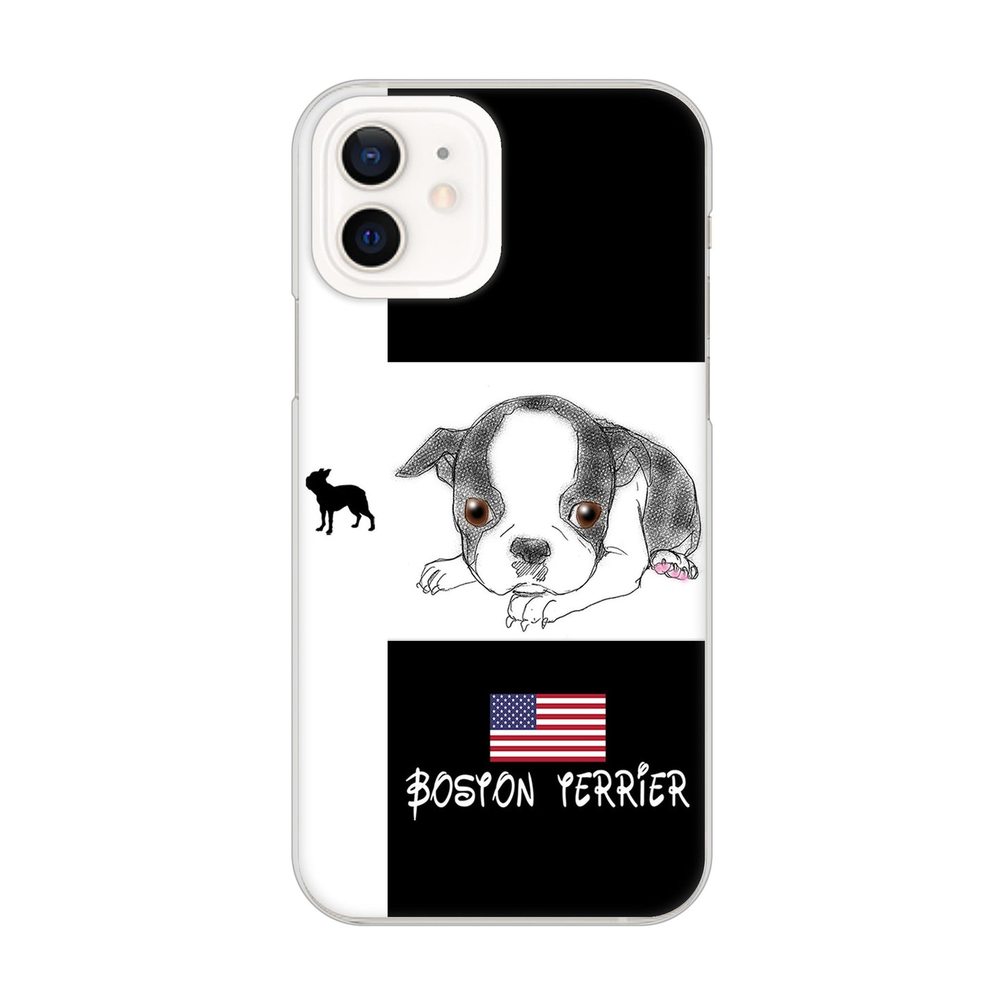 iPhone12 高画質仕上げ 背面印刷 ハードケース ボストンテリア