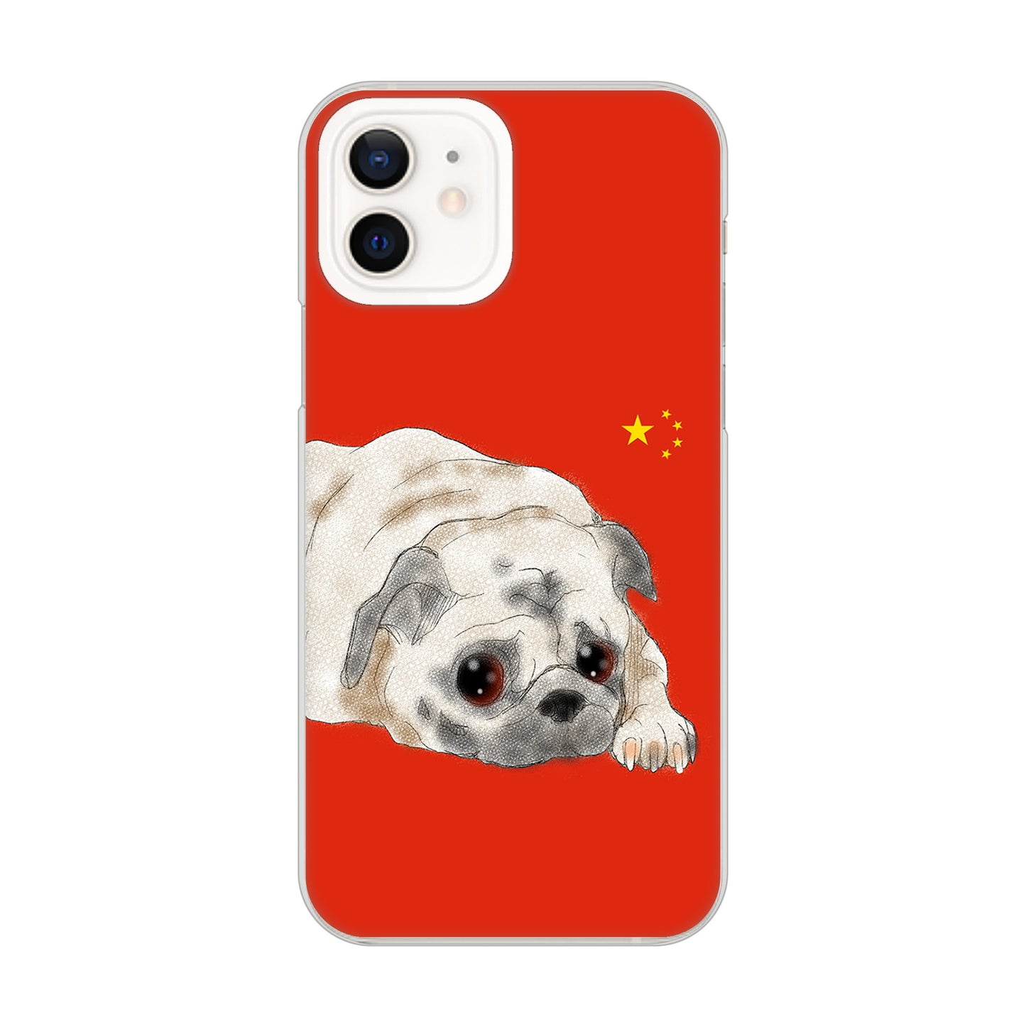 iPhone12 高画質仕上げ 背面印刷 ハードケース パグ