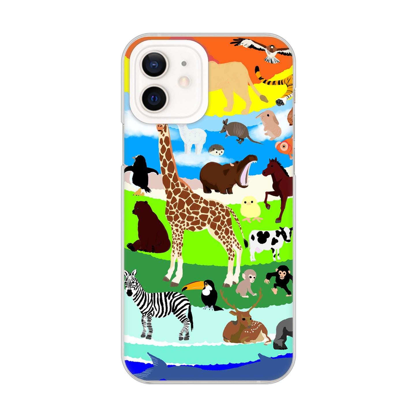 iPhone12 高画質仕上げ 背面印刷 ハードケース 【YJ201 アニマルプラネット】